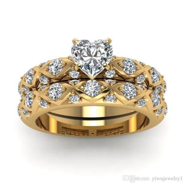 fashion luxury women's 18k gold heart diamond ring set bridal wedding jewelry give her commitment ring size 5-12, Golden;silver
fashion luxury women's 18k gold heart diamond ring set bridal wedding jewelry give her commitment ring size 5-12, Golden;silver