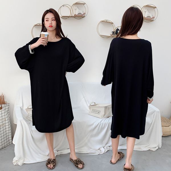 plus size modal night skirt 2020 spring and summer new long-sleeved round neck long skirt can wear outside casual home clothing, Black;red
plus size modal night skirt 2020 spring and summer new long-sleeved round neck long skirt can wear outside casual home clothing, Black;red