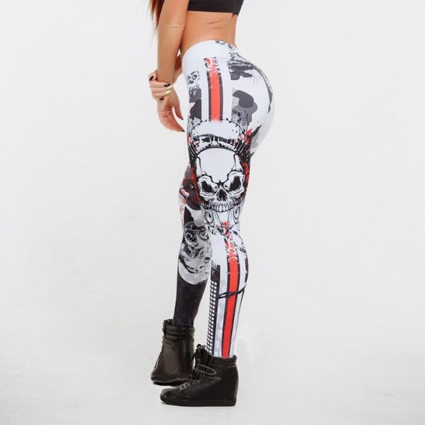 skull pattern print leggings fitness leggings for women sporting workout leggins elastic slim black white pants, White;red 
skull pattern print leggings fitness leggings for women sporting workout leggins elastic slim black white pants, White;red