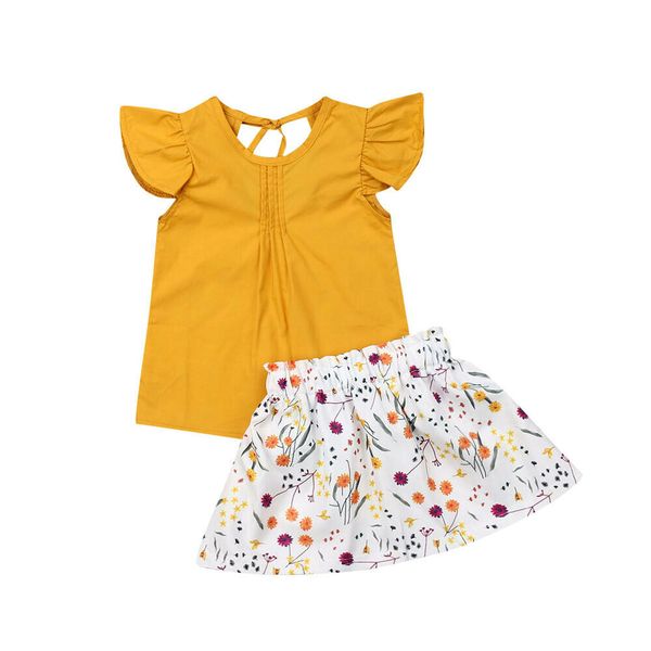 2pcs toddler baby girl outfits clothes set yellow flying sleeve +floral skirt holiday clothes 1-5y, White
2pcs toddler baby girl outfits clothes set yellow flying sleeve +floral skirt holiday clothes 1-5y, White