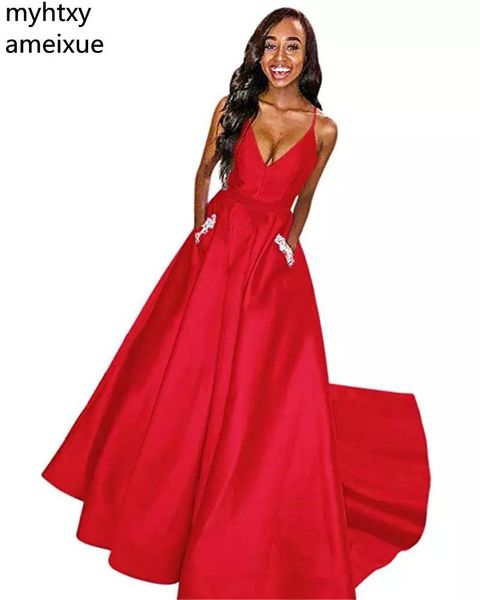 new v-neck spaghetti straps a-line crystal beaded satin women multicolor evening dresses pocket simple style party prom gown, White;black
new v-neck spaghetti straps a-line crystal beaded satin women multicolor evening dresses pocket simple style party prom gown, White;black