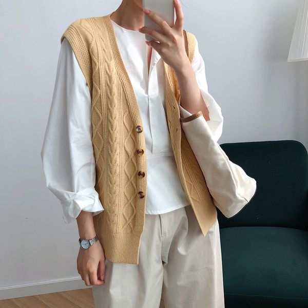 fall loose korean knitted waistcoat spring autumn sweater vest women female casual tank sleeveless coat chalecos knitwear, Black;white
fall loose korean knitted waistcoat spring autumn sweater vest women female casual tank sleeveless coat chalecos knitwear, Black;white