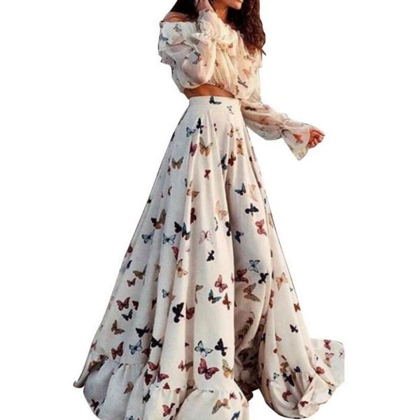 missky ladies women 2pcs/set butterfly print bohemia style casual large hem beach skirt, White
missky ladies women 2pcs/set butterfly print bohemia style casual large hem beach skirt, White
