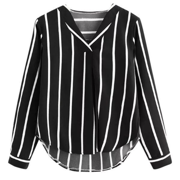 2019 summer new women fashion shirt women casual autumn long sleeve v neck irregular stripe pockets shirts blouse kpop, White 
2019 summer new women fashion shirt women casual autumn long sleeve v neck irregular stripe pockets shirts blouse kpop, White