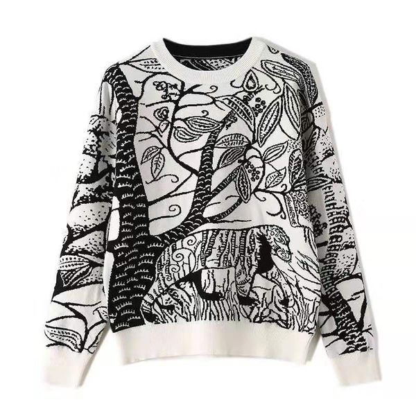 women forest tiger sweater luxury designer british style animal womens sweaters loose pull femme jumper winter fall jumpers love gift sml, White;black
women forest tiger sweater luxury designer british style animal womens sweaters loose pull femme jumper winter fall jumpers love gift sml, White;black