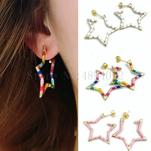 women fashion enamel hoop earrings , star design,3 colors, can wholesale, Golden;silver
women fashion enamel hoop earrings , star design,3 colors, can wholesale, Golden;silver