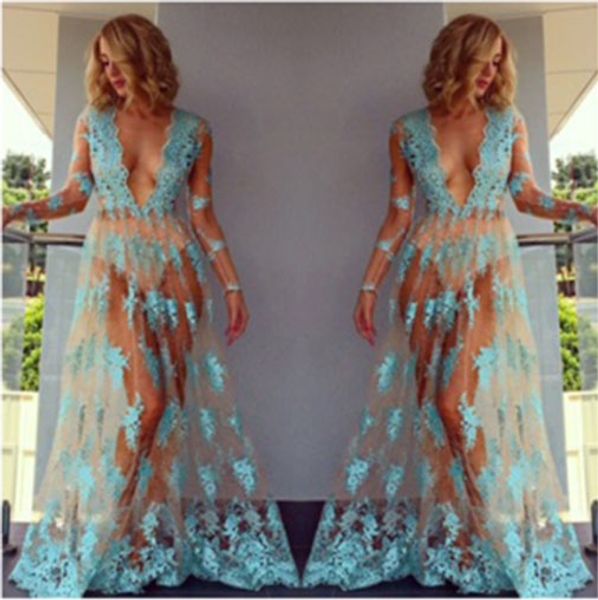2019 dress women summer floral lace see through sundress long sleeve v neck casual evening party club long maxi dress, Black;gray
2019 dress women summer floral lace see through sundress long sleeve v neck casual evening party club long maxi dress, Black;gray