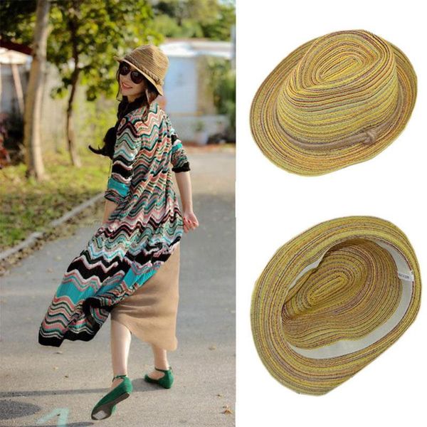 new fashion lady women's colorful striped straw beach summer sun panama hat foldable, Blue;gray
new fashion lady women's colorful striped straw beach summer sun panama hat foldable, Blue;gray