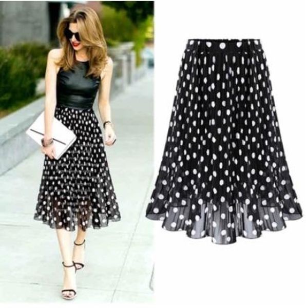 summer autumn women chiffon polka dot skirt female black dots pleated skirt beach a-line plus size jupe femme falda longue kf06
summer autumn women chiffon polka dot skirt female black dots pleated skirt beach a-line plus size jupe femme falda longue kf06