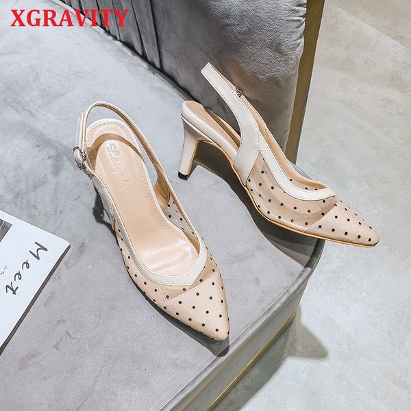 xgravity new sandals mesh all matched spot design pointed toe dress shoe ladies summer women high heel thin heel pumps b169, Black
xgravity new sandals mesh all matched spot design pointed toe dress shoe ladies summer women high heel thin heel pumps b169, Black