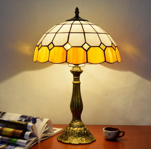 Tiffany Table Lamp European Mediterranean Style Decorative Lamp Restaurant Bar Cafe Small Table Lamp Stained Glass Bedside Lamps