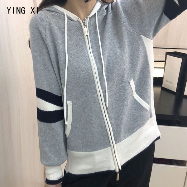 women's knits & tees ying xi 2021 spring zipper cardigans hooded cap women sweater long sleeves solid casual pockets top, White
women's knits & tees ying xi 2021 spring zipper cardigans hooded cap women sweater long sleeves solid casual pockets top, White
