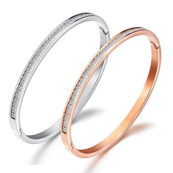bangle classic stainless steel rose gold cubic zirconia cuff bangles bracelet lovers jewelry valentine's day gift ogh935, Black
bangle classic stainless steel rose gold cubic zirconia cuff bangles bracelet lovers jewelry valentine's day gift ogh935, Black