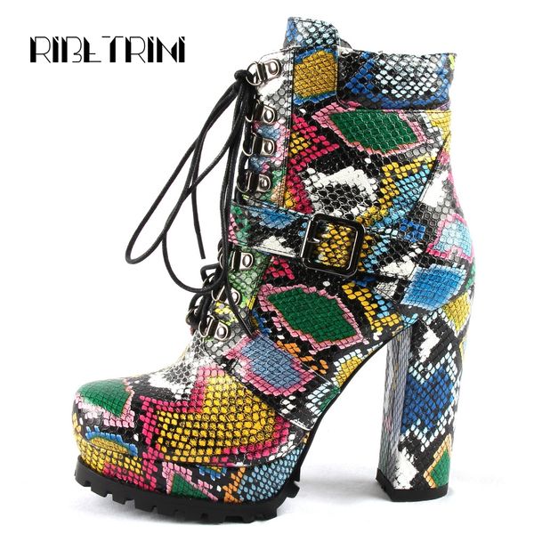 ribetrini women's ankle boots colorful snakeskin print paltform boots women chunky high heels shoes woman big size 36-43, Black
ribetrini women's ankle boots colorful snakeskin print paltform boots women chunky high heels shoes woman big size 36-43, Black
