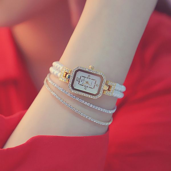 brand pearl bracelet women watch ladies dress clock women's diamond rectangle dial quartz wrist watches, Slivery;brown
brand pearl bracelet women watch ladies dress clock women's diamond rectangle dial quartz wrist watches, Slivery;brown