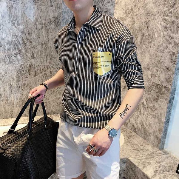 summer striped mens shirts casual slim fit half sleeve shits korea fashion streetwear social blouse men clothes chemise homme, White;black
summer striped mens shirts casual slim fit half sleeve shits korea fashion streetwear social blouse men clothes chemise homme, White;black