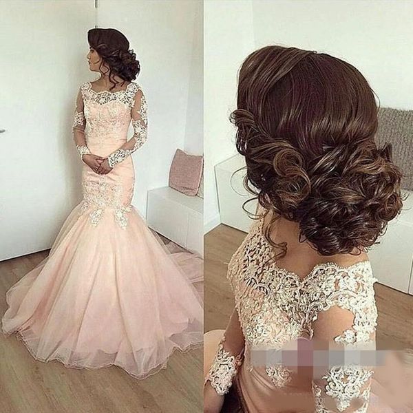 long sleeve mermaid prom dresses boat neck champagne tulle satin appliques long evening dresses party prom gowns, Black
long sleeve mermaid prom dresses boat neck champagne tulle satin appliques long evening dresses party prom gowns, Black