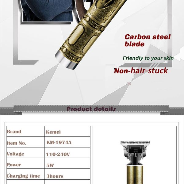 kemei km-1974a electric hair trimmer rechargeable cordless for men beard trimmer 0mm baldheaded hair clipper cutting machine rimmer yoru
kemei km-1974a electric hair trimmer rechargeable cordless for men beard trimmer 0mm baldheaded hair clipper cutting machine rimmer yoru