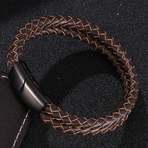 fashion brown braided leather double layer bracelet men jewelry stainless steel magnetic clasp bangles male wrist band gifts, Golden;silver
fashion brown braided leather double layer bracelet men jewelry stainless steel magnetic clasp bangles male wrist band gifts, Golden;silver