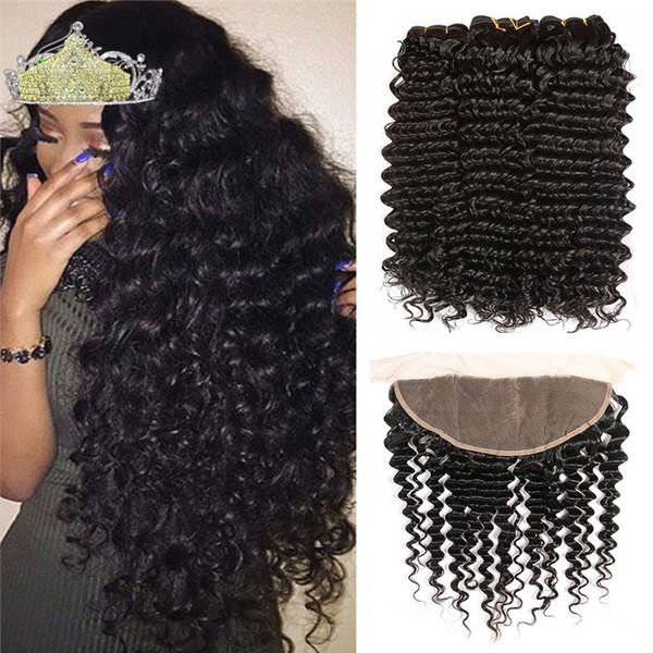 deep curly 3 bundles with frontal remy human hair 13x4 lace frontal malaysian wave closure, Black
deep curly 3 bundles with frontal remy human hair 13x4 lace frontal malaysian wave closure, Black