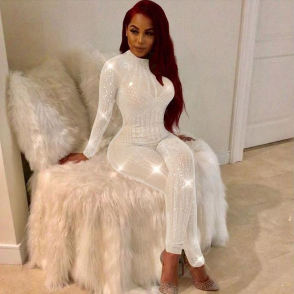 women mock neck jumpsuit sequin rhinestone diamonds jumpsuits long sleeve skinny bodysuits clubwear party one piece romper white, Black;white
women mock neck jumpsuit sequin rhinestone diamonds jumpsuits long sleeve skinny bodysuits clubwear party one piece romper white, Black;white