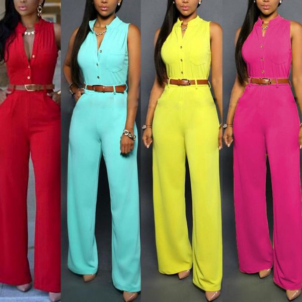 women sleeveless high waist solid color jumpsuits with belt for summer gdd99, Black;white
women sleeveless high waist solid color jumpsuits with belt for summer gdd99, Black;white