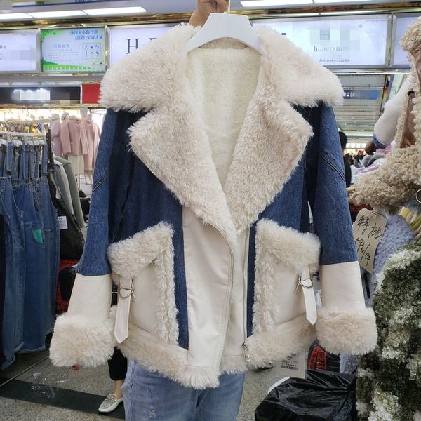 lamb fur denim jacket women 2019 new winter goods europe-style faux lambs wool denim jacket women's loose-fit coat warm coats, Black
lamb fur denim jacket women 2019 new winter goods europe-style faux lambs wool denim jacket women's loose-fit coat warm coats, Black