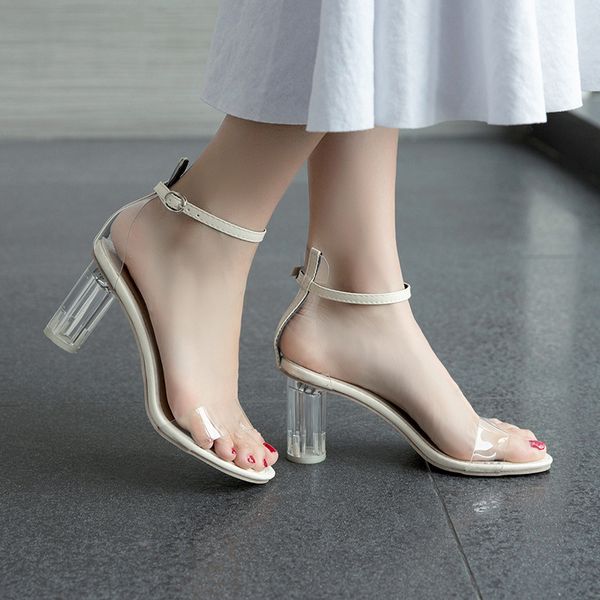 summer pvc transparent high heel women shoes 2020 crystal sandals new crystal thick heel word sandals fashion round, Black
summer pvc transparent high heel women shoes 2020 crystal sandals new crystal thick heel word sandals fashion round, Black