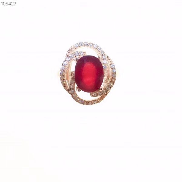 

kjjeaxcmy boutique jewelry 925 sterling silver inlaid natural ruby female ring support test, Golden;silver