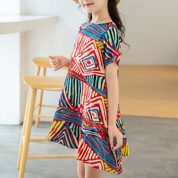 summer children retro geometric pattern dress girls casual short sleeve kids loose dresses 3-11t, Red;yellow
summer children retro geometric pattern dress girls casual short sleeve kids loose dresses 3-11t, Red;yellow