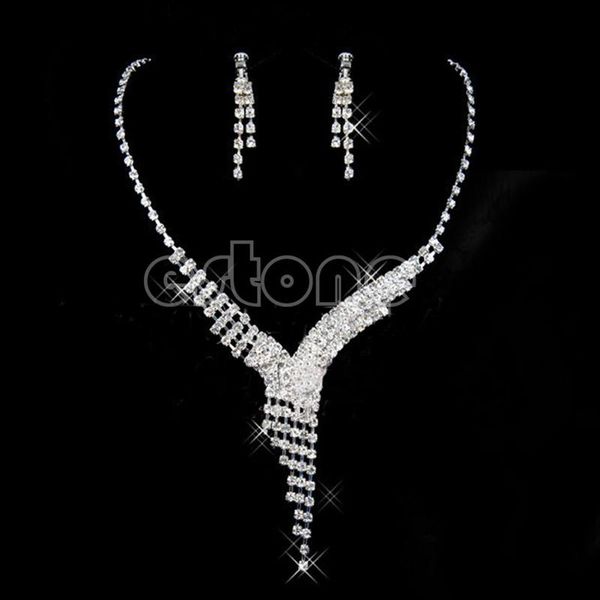 necklace wedding crystal prom bridal earrings rhinestone bridesmaid jewelry set, Silver
necklace wedding crystal prom bridal earrings rhinestone bridesmaid jewelry set, Silver