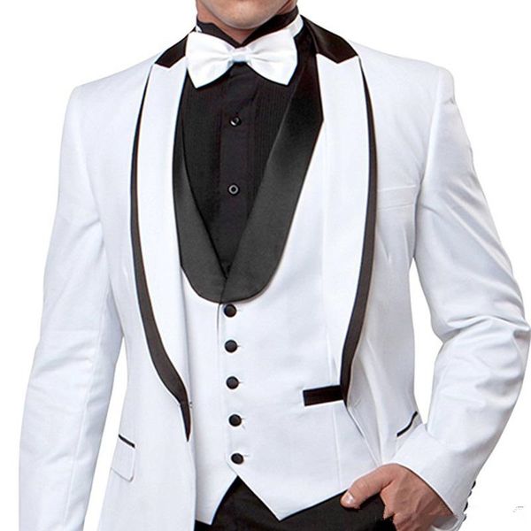 white and black wedding men suits 2019 peaked lapel custom made business suits three piece wedding groomsmen tuxedos jacket pants vest, Black;gray
white and black wedding men suits 2019 peaked lapel custom made business suits three piece wedding groomsmen tuxedos jacket pants vest, Black;gray