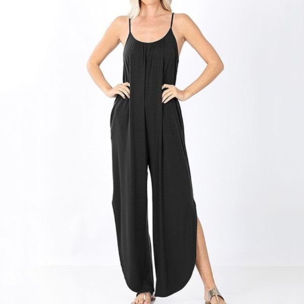 women's jumpsuits & rompers 2021 jumpsuit o-neck sling fashion solid color loose large size elegant split trousers, Black;white
women's jumpsuits & rompers 2021 jumpsuit o-neck sling fashion solid color loose large size elegant split trousers, Black;white