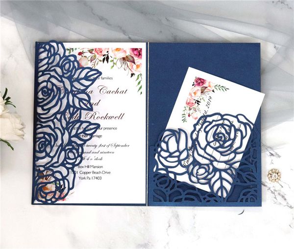 rose tri-fold laser cut wedding invitations pearl shimmy pocket wedding invite burgundy wedding invitation cards with belt, Black
rose tri-fold laser cut wedding invitations pearl shimmy pocket wedding invite burgundy wedding invitation cards with belt, Black