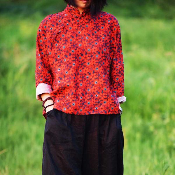 johnature women print shirts stand collar blouses 2020 spring new vintage button loose cotton linen women shirts, White
johnature women print shirts stand collar blouses 2020 spring new vintage button loose cotton linen women shirts, White