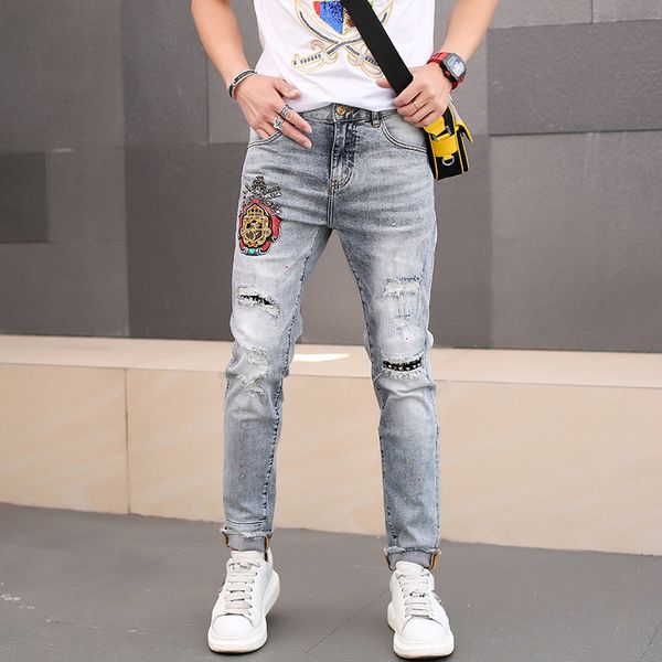 w05696 fashion men's jeans 2020 runway european design party style men's clothing, Blue
w05696 fashion men's jeans 2020 runway european design party style men's clothing, Blue