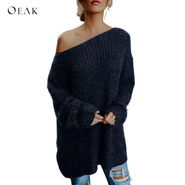 oeak women off shoulder knitted sweater pullover autumn casual long sleeve oversize jumper female loose knitwear streetwear, White;black
oeak women off shoulder knitted sweater pullover autumn casual long sleeve oversize jumper female loose knitwear streetwear, White;black