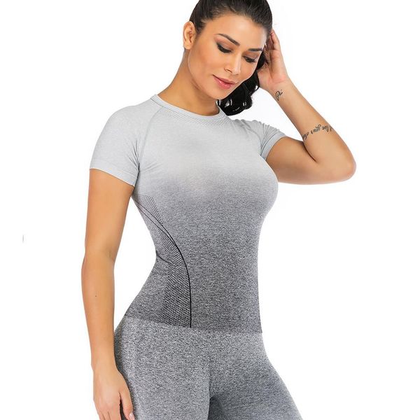 women sportwear yoga t shirt short sleeve sport shirt gym clothing compression seamless running t for women dryfit, Black;blue
women sportwear yoga t shirt short sleeve sport shirt gym clothing compression seamless running t for women dryfit, Black;blue