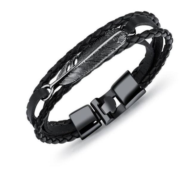 vintage pu leather male men bracelet & bangles angel feather bracelets men charm chain jewelry mujer pulseras ph1258, Black
vintage pu leather male men bracelet & bangles angel feather bracelets men charm chain jewelry mujer pulseras ph1258, Black