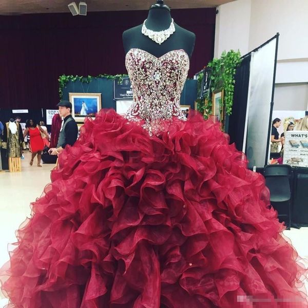 dark red purple organza quinceanera dresses luxury beaded crystals beaded tiered skirts sweetheart neckline sweet 16 formal prom ball gown, Blue;red
dark red purple organza quinceanera dresses luxury beaded crystals beaded tiered skirts sweetheart neckline sweet 16 formal prom ball gown, Blue;red