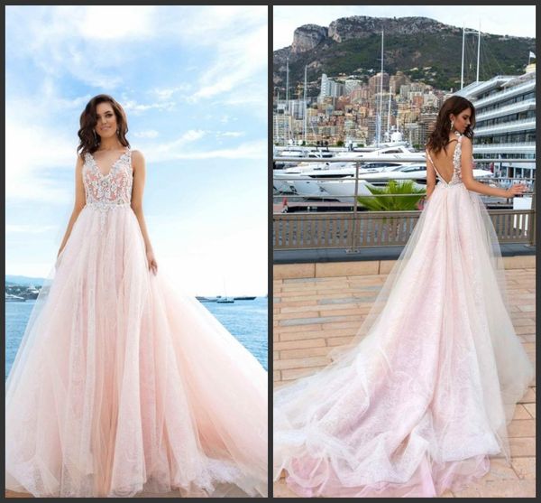 2019 new beaded lace wedding gowns backless v neck bridal dress a line court train plus size wedding dresses, White
2019 new beaded lace wedding gowns backless v neck bridal dress a line court train plus size wedding dresses, White