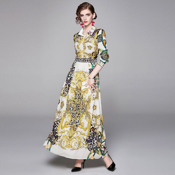 quality runway baroque print luxury dress women casual long sleeve party prom bow ladies button shirt dress elegant office designer dresses, Black;gray 
quality runway baroque print luxury dress women casual long sleeve party prom bow ladies button shirt dress elegant office designer dresses, Black;gray