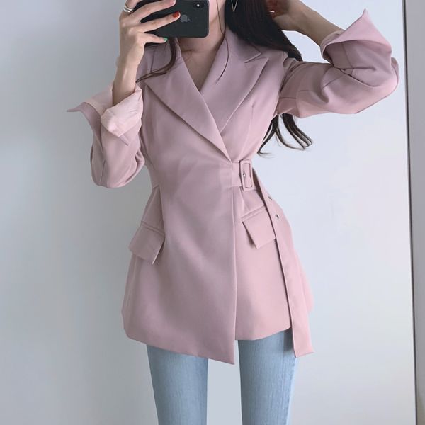 new 2020 spring autumn women jackets office ladies lace up formal outwear elegant solid color pink black, White;black
new 2020 spring autumn women jackets office ladies lace up formal outwear elegant solid color pink black, White;black