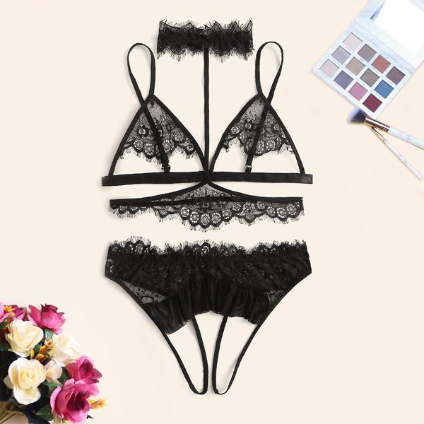 popular women's underwear three point bra suit lace suspender suit tempting women's neck hanging underwear, Black;red
popular women's underwear three point bra suit lace suspender suit tempting women's neck hanging underwear, Black;red