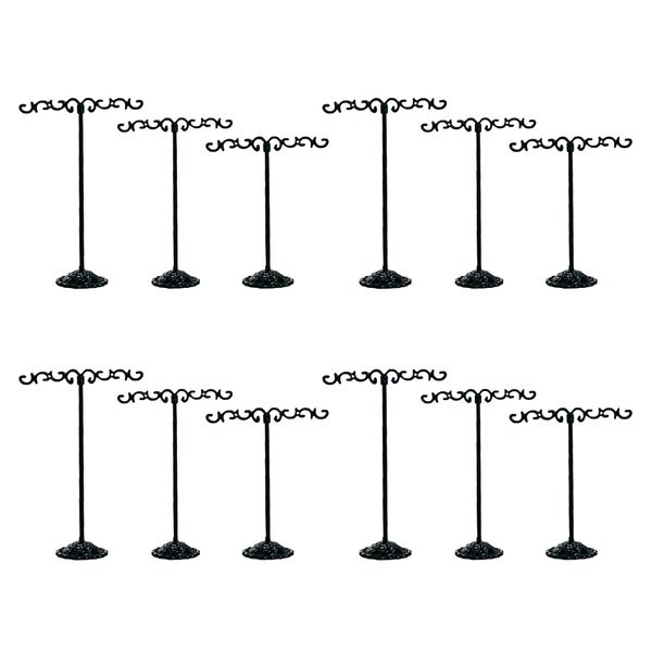 12x black metal t bar earring necklace jewelry display stand rack holder set, Black;white
12x black metal t bar earring necklace jewelry display stand rack holder set, Black;white