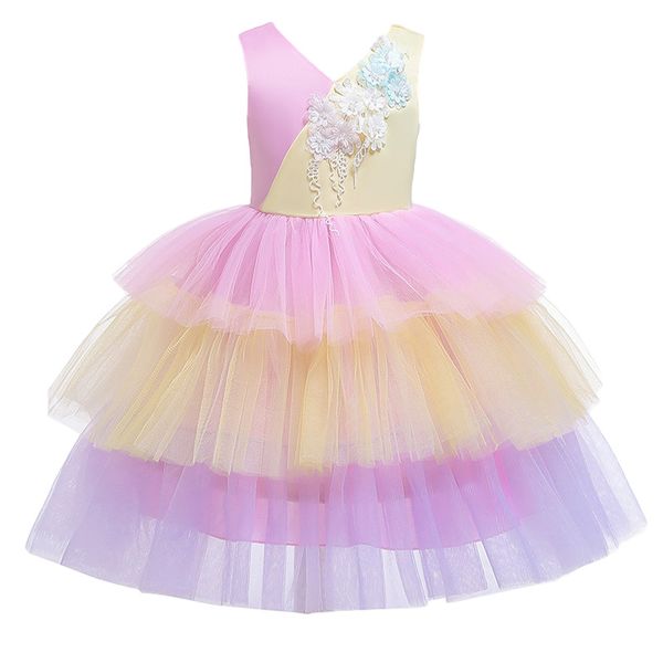 2020 new girl color matching cake princess dress girl sleeveless flower dress formal show holiday party costume, Red;yellow
2020 new girl color matching cake princess dress girl sleeveless flower dress formal show holiday party costume, Red;yellow