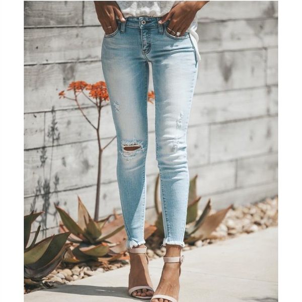 2019 new women hole pencil jeans spring summer vintage high waist pockets denim pants plus size casual trousers, Blue
2019 new women hole pencil jeans spring summer vintage high waist pockets denim pants plus size casual trousers, Blue