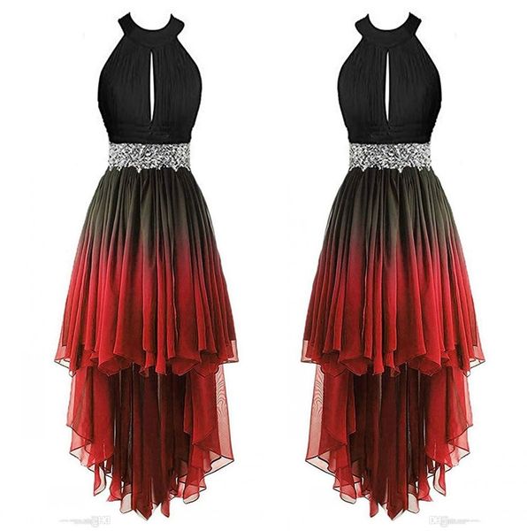 gradient color halter chiffon high low homecoming dresses 2020 ruched beaded waist sash ruched short party prom dress, Blue;pink
gradient color halter chiffon high low homecoming dresses 2020 ruched beaded waist sash ruched short party prom dress, Blue;pink