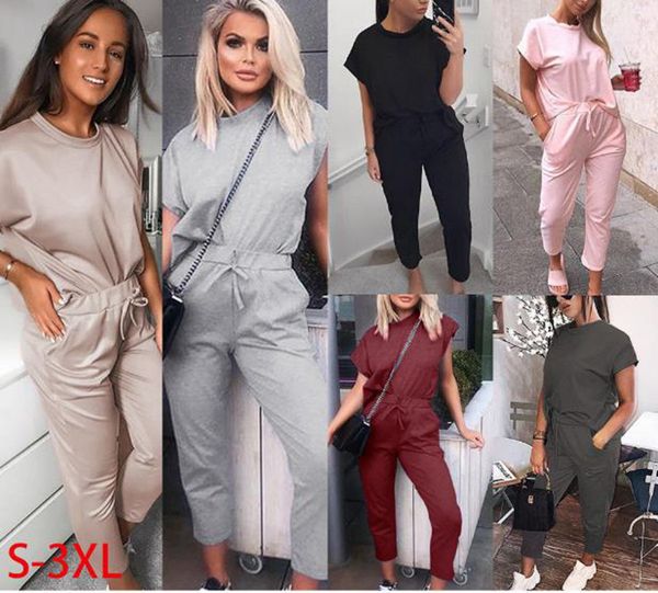 women's pants spring and summer explosion models short sleeve round neck fashion casual suit, White
women's pants spring and summer explosion models short sleeve round neck fashion casual suit, White