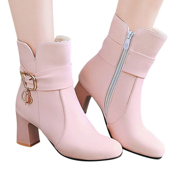 women boots autumn winter booties shoes fashion women's thick high heel zipper ankle boots large size student short boot pink, Black
women boots autumn winter booties shoes fashion women's thick high heel zipper ankle boots large size student short boot pink, Black